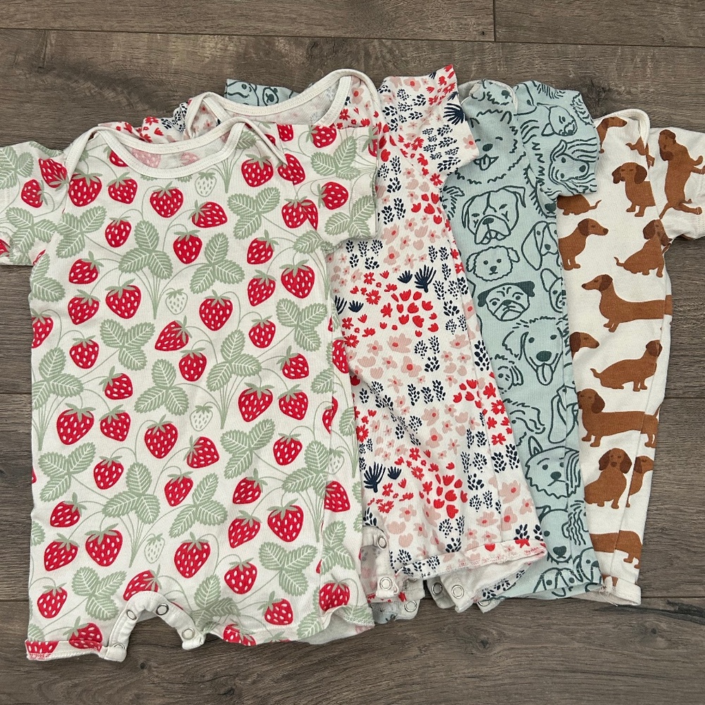 Winter Water Factory summer rompers, set of 4, size 6 months